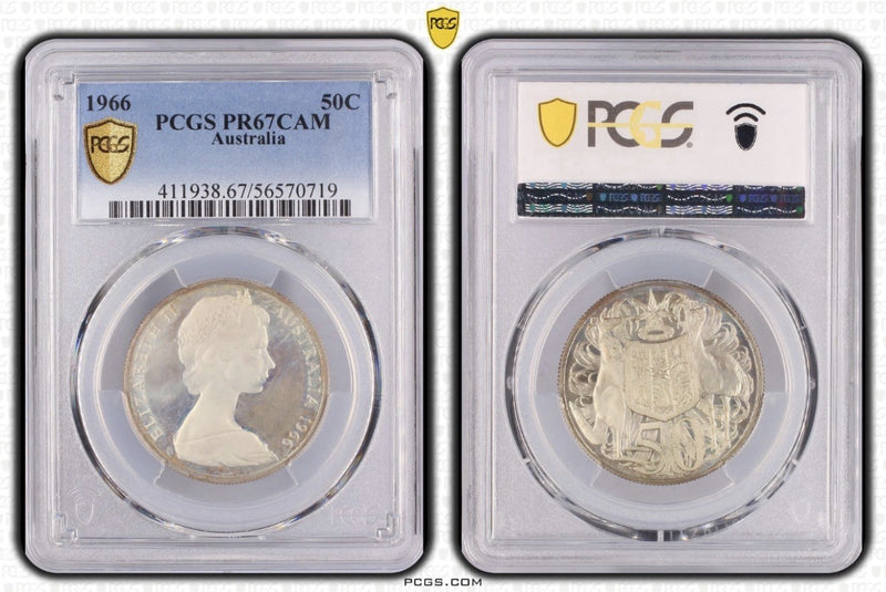 Australia 1966 50c Fifty Cents Silver Proof PCGS Graded PR67CAM FDC