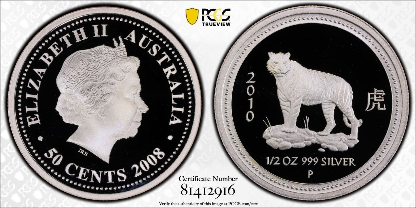 2008 2010 Australia Lunar Tiger 50 Cents Series I Silver 1/2oz Proof PCGS Coin