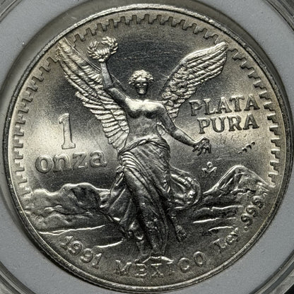 Mexico 1991 Libertad 1oz Onza Ley 999 Silver Plata Pura Coin
