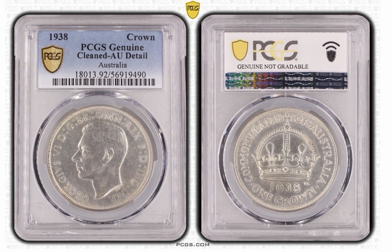 Australia 1938 Crown 5/- Five Shillings PCGS Graded AU Details Silver Coin