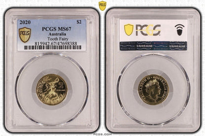 Australia 2020 $2 Tooth Fairy Coin PCGS Graded MS67 Scarce UNC