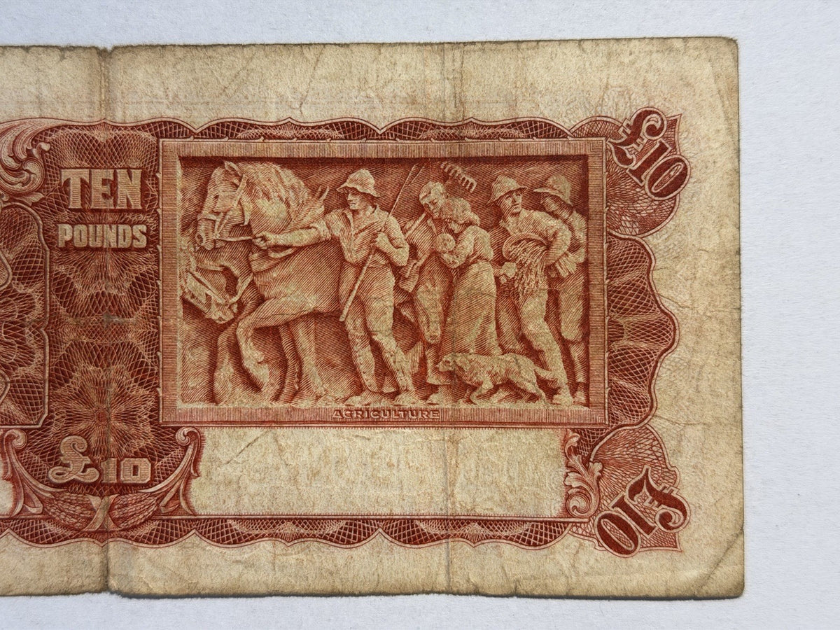 Australia 1934 Ten Pound £10 Riddle/Sheehan Paper Banknote Very Good Tear