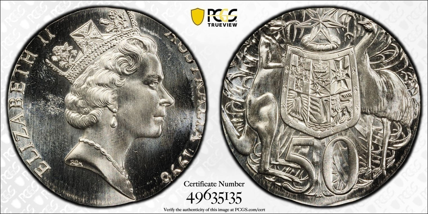 1996 50c Fifty Cents Error Struck On Thai Temple Planchet PCGS MS67 Gem Unc