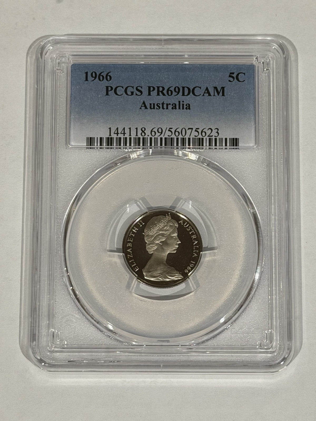 Australia 1966 5c Five Cents PCGS Graded PR69DCAM Proof Coin