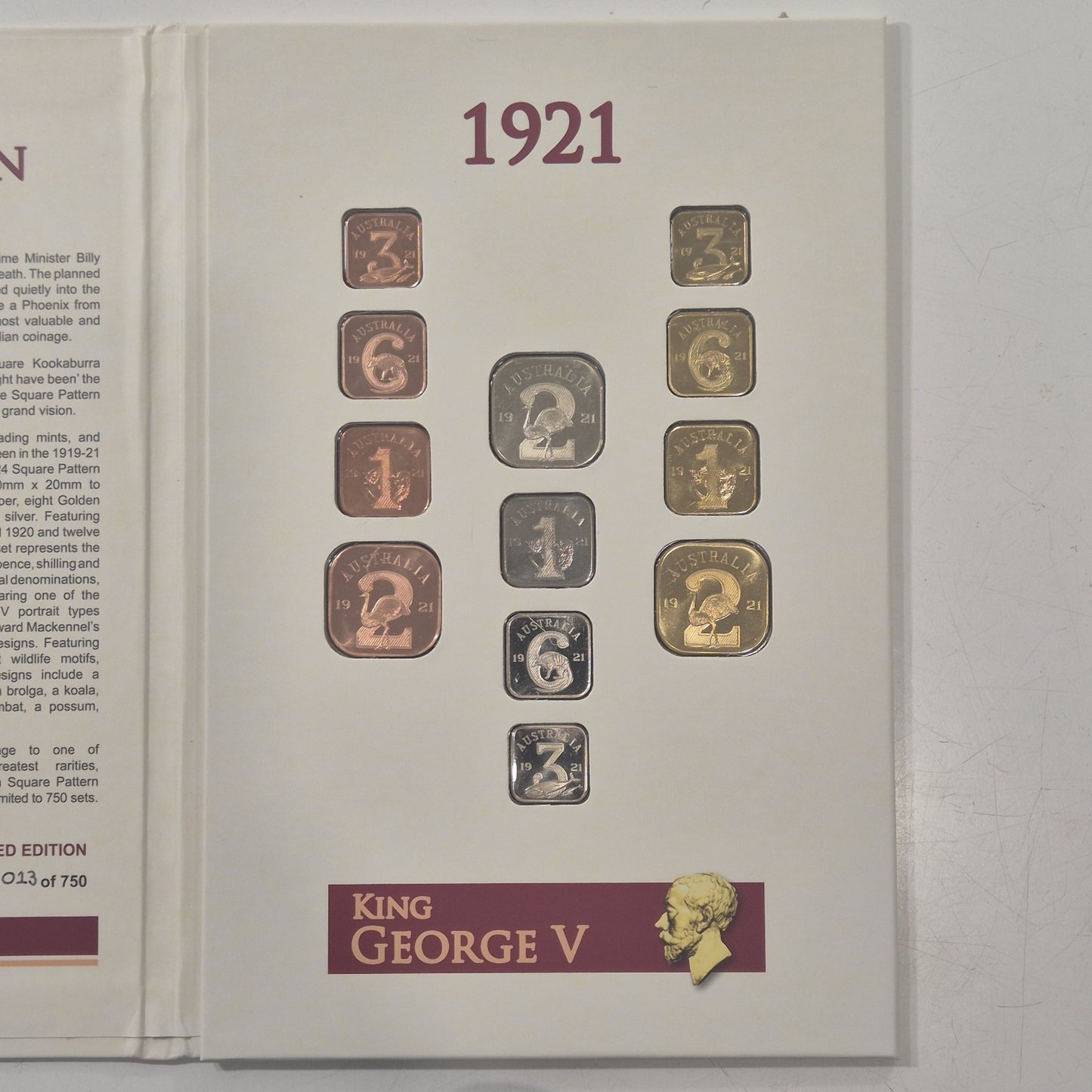 1920 & 1921 The Australian Square Pattern Collection Coin Set 013/750 Downies