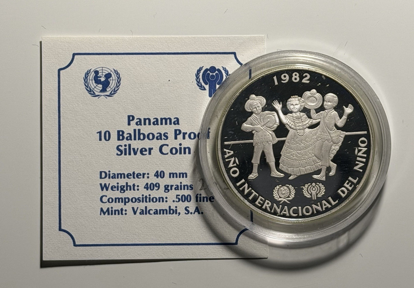 Panama 1982 10 Ten Balboas Year of the Child Silver Proof Coin