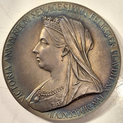 UK GB 1897 Victoria Diamond Jubilee 55mm Silver Royal Mint Medal Choice Unc
