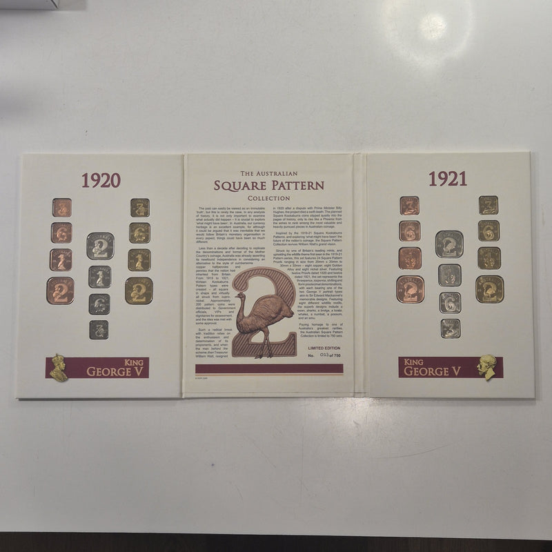 1920 & 1921 The Australian Square Pattern Collection Coin Set 013/750 Downies