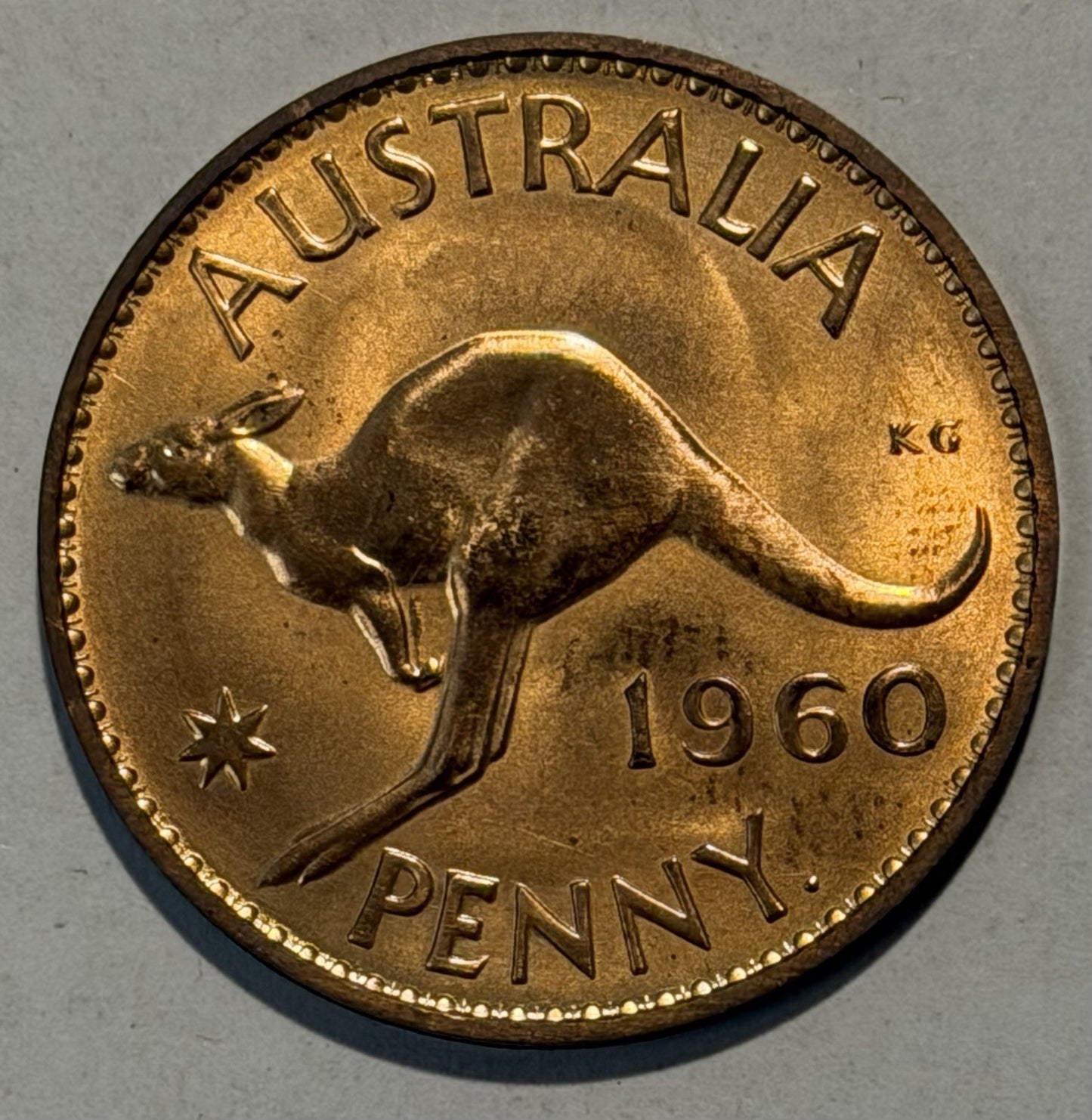 Australia 1960 Y. Perth Proof Penny 1d FDC Red Copper Coin Scarce
