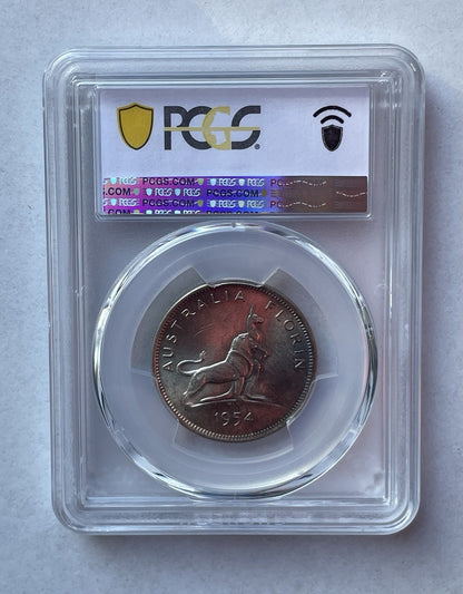 1954 Australia Royal Visit Florin Silver Coin PCGS Graded MS63 Choice UNC
