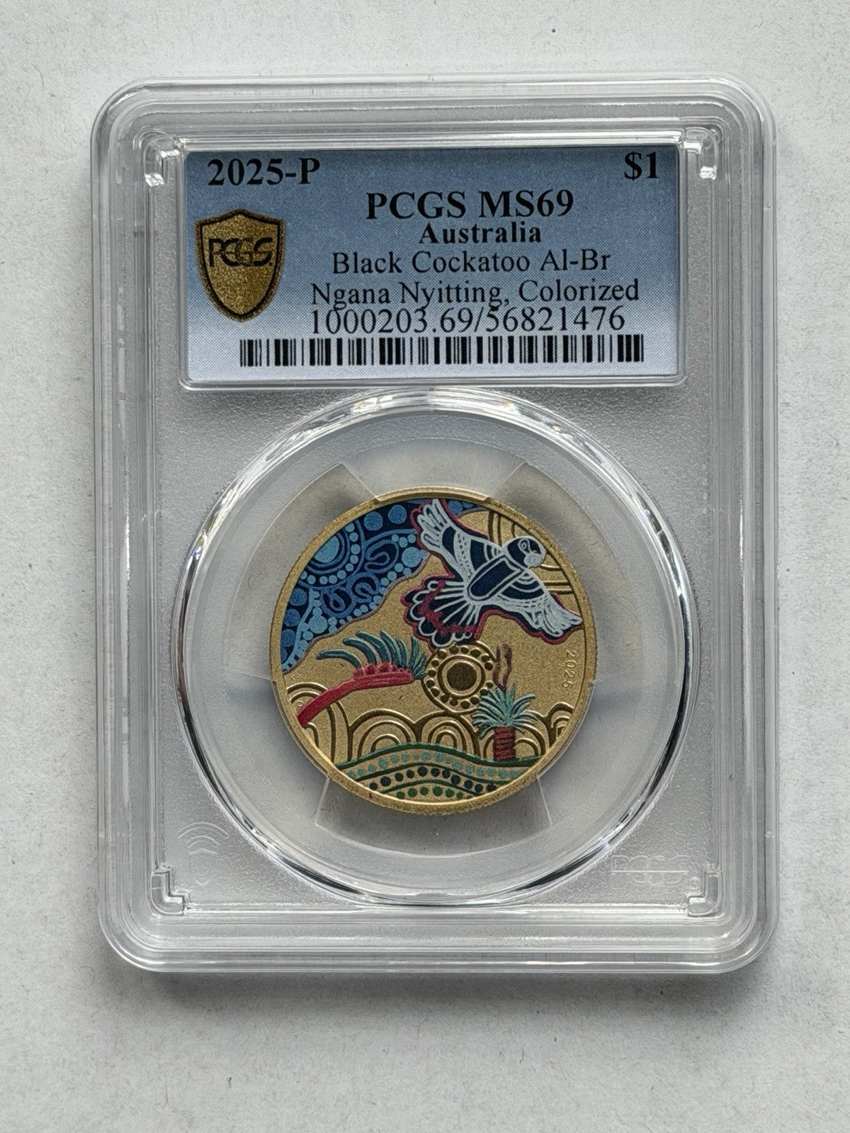 2025-P $1 Ngana Nyitting Black Cockatoo PCGS Graded MS69 Coloured Coin