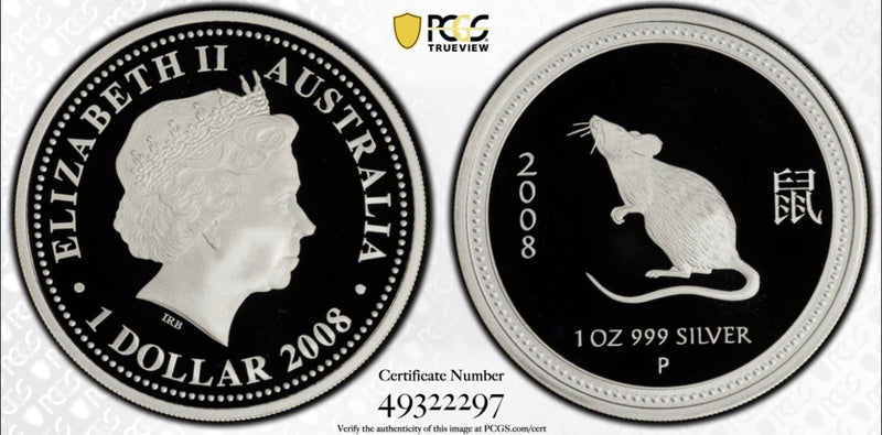 Australia 2008 Year of the Rat 1oz Proof  Lunar Series I PCGS PR69DCAM