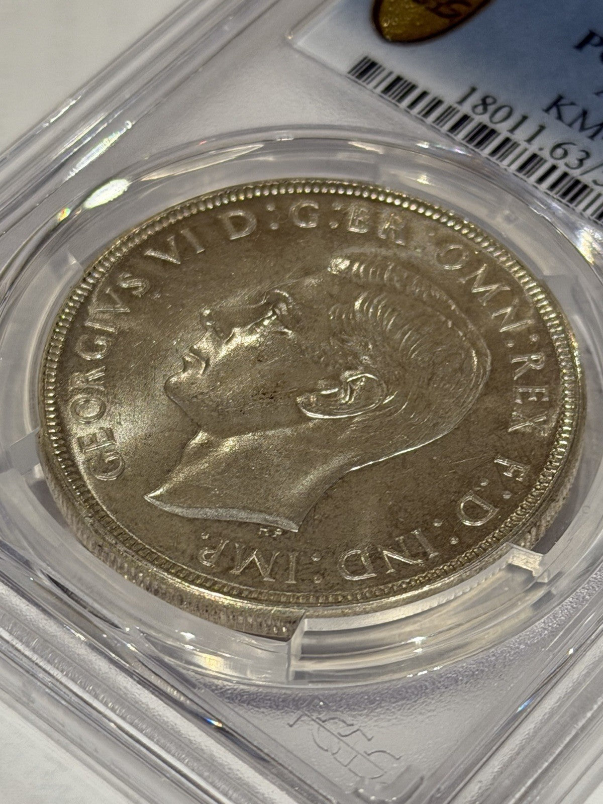 Australia 1937 Crown 5/- Five Shillings PCGS Graded MS63 Large Silver Coin