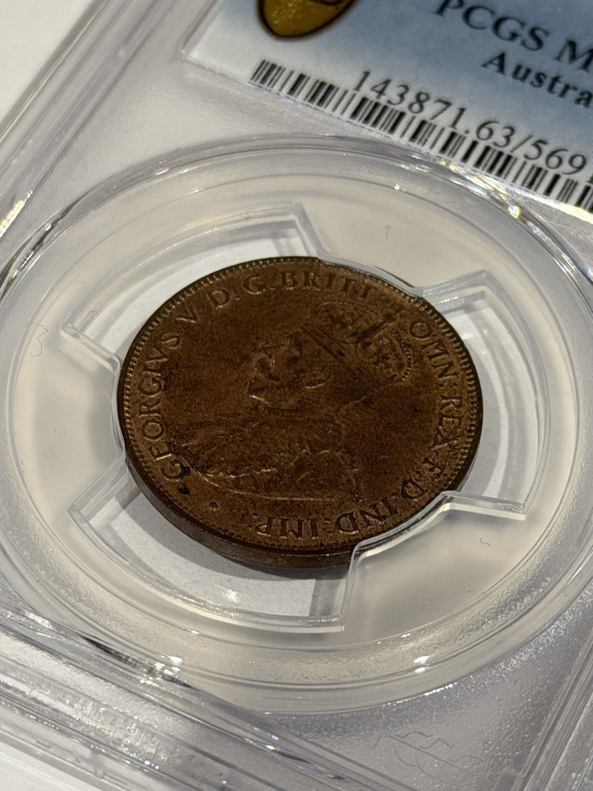 Australia 1934 One Half Penny 1/2d PCGS Graded MS63BN Copper Coin