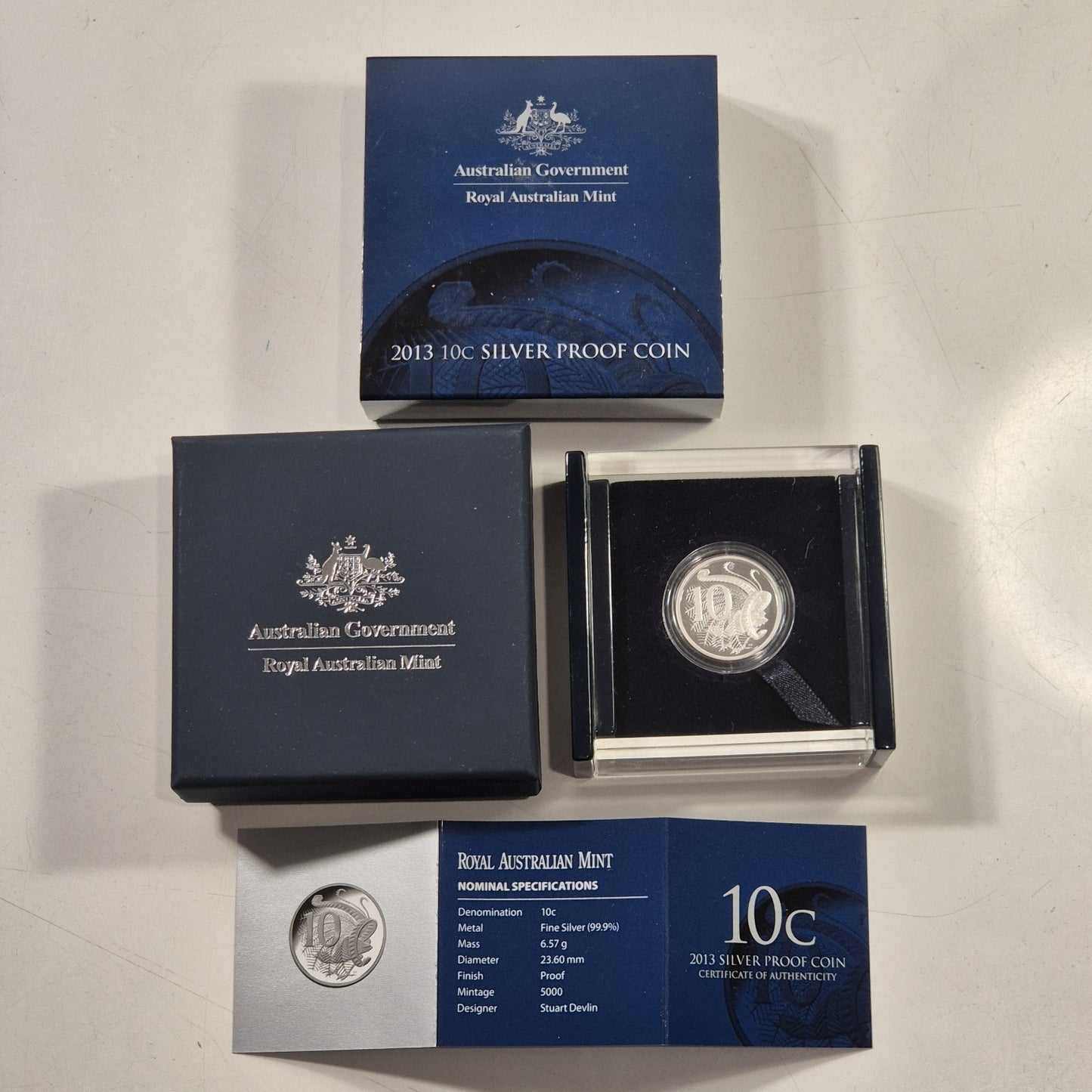 Australia 2013 Fine Silver Proof Lyrebird 10c Ten Cents Coin