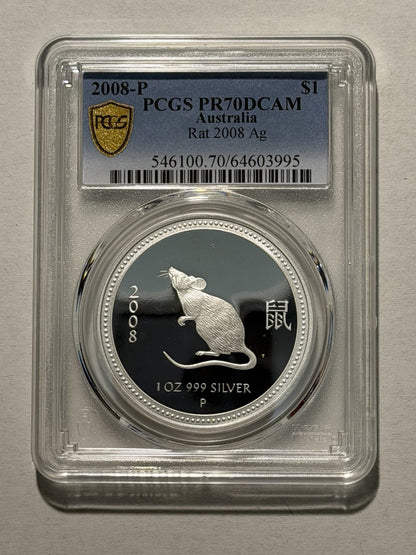 Australia 2008 Year of the Mouse 1oz Proof  Lunar Series I PCGS PR70DCAM