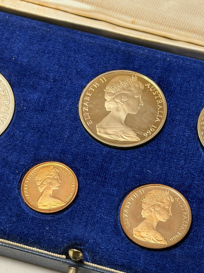 Australia 1966 Round Fifty Cents 50c Proof Set In Blue Case First Year Issue
