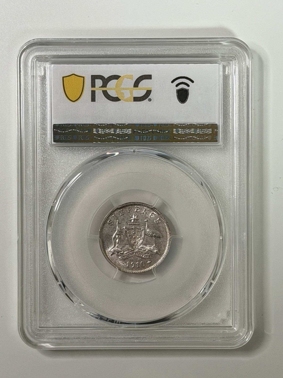 Australia 1910 6d Sixpence PCGS Graded MS62 UNC Silver Coin