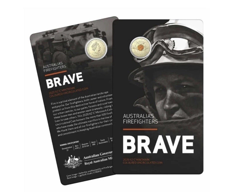 Australia 2020 $2 Two Dollars Fire Fighter Brave C Mint Mark UNC Coin in Card