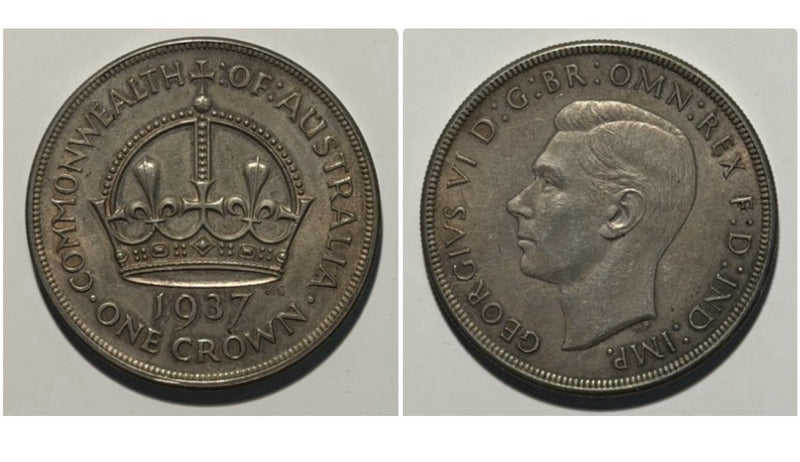Australia 1937 Crown 5/- Five Shillings Very Fine VF Large Silver Coin