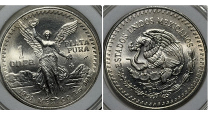 Mexico 1991 Libertad 1oz Onza Ley 999 Silver Plata Pura Coin