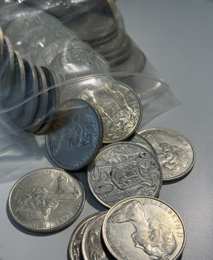 Australia 1966 Round 50c Fifty Cent Coin 80% Silver Circulated Condition Scarce