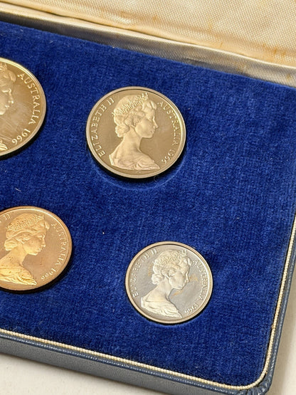 Australia 1966 Round Fifty Cents 50c Proof Set In Blue Case First Year Issue