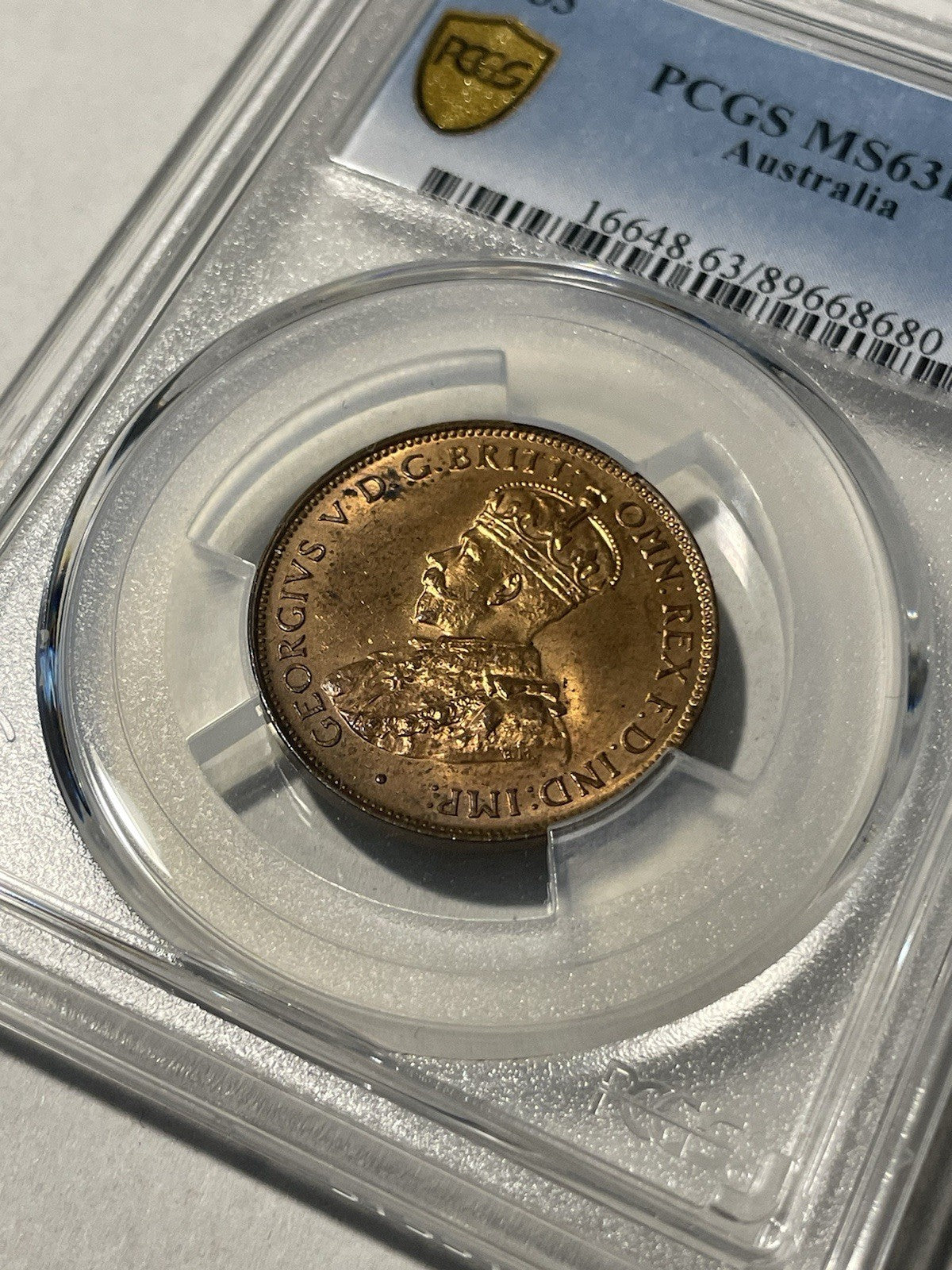 Australia 1933 One Half Penny 1/2d PCGS Graded MS63RB Coin UNC KGV