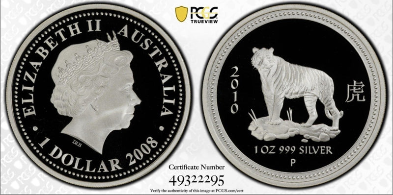Australia 2008 2010 Year of the Tiger 1oz Proof  Lunar Series I PCGS PR69DCAM