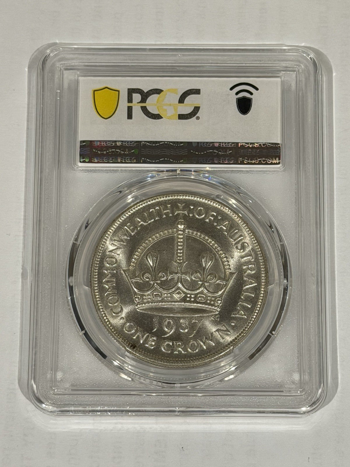 Australia 1937 Crown 5/- Five Shillings PCGS Graded MS63 Large Silver Coin