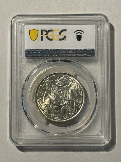 Australia 1966 Round 50c Fifty Cent PCGS Graded MS63 UNC 80% Silver Coin