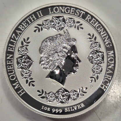 2015 Australia Longest Reigning Monarch QEII 1oz Silver $1 Dollar Intaglio Coin