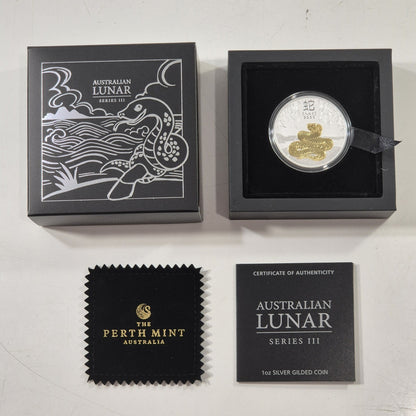 Australia 2025 Lunar Snake Series III $1 Gilded 1oz Silver Coin