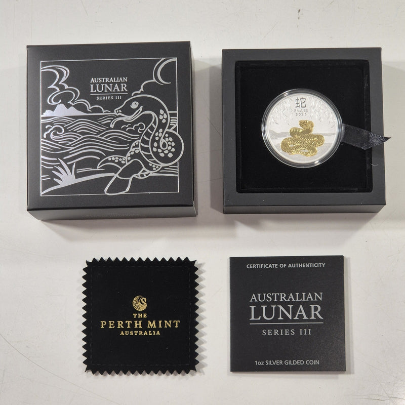 Australia 2025 Lunar Snake Series III $1 Gilded 1oz Silver Coin