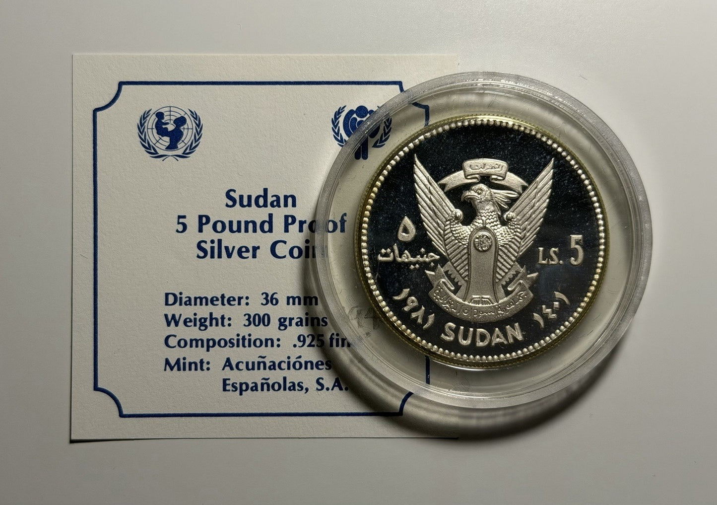 Sudan 1981 5 Five Pounds Year of the Child Silver Proof Coin