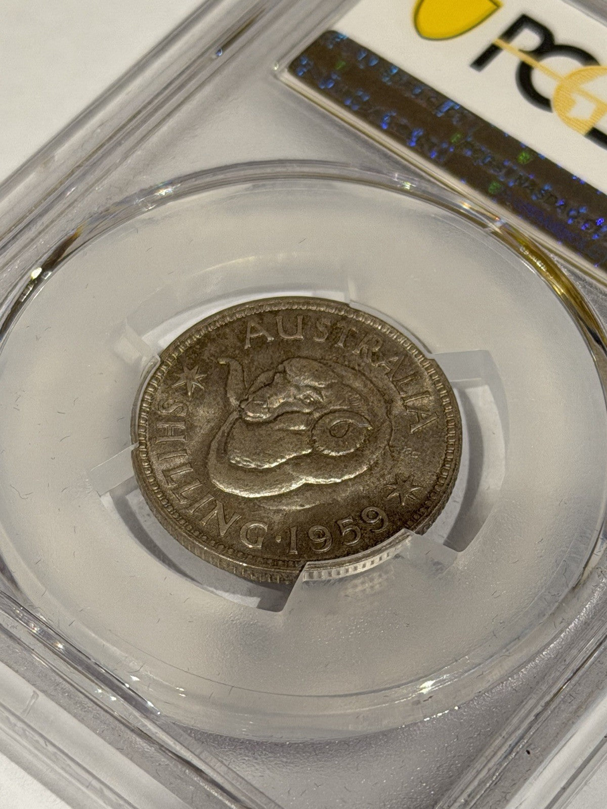 Australia 1959(m) Shilling 1/- PCGS Graded MS63 UNC Silver Coin