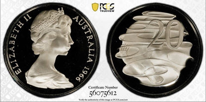 Australia 1966 20c Twenty Cents PCGS Graded PR69DCAM Proof Coin