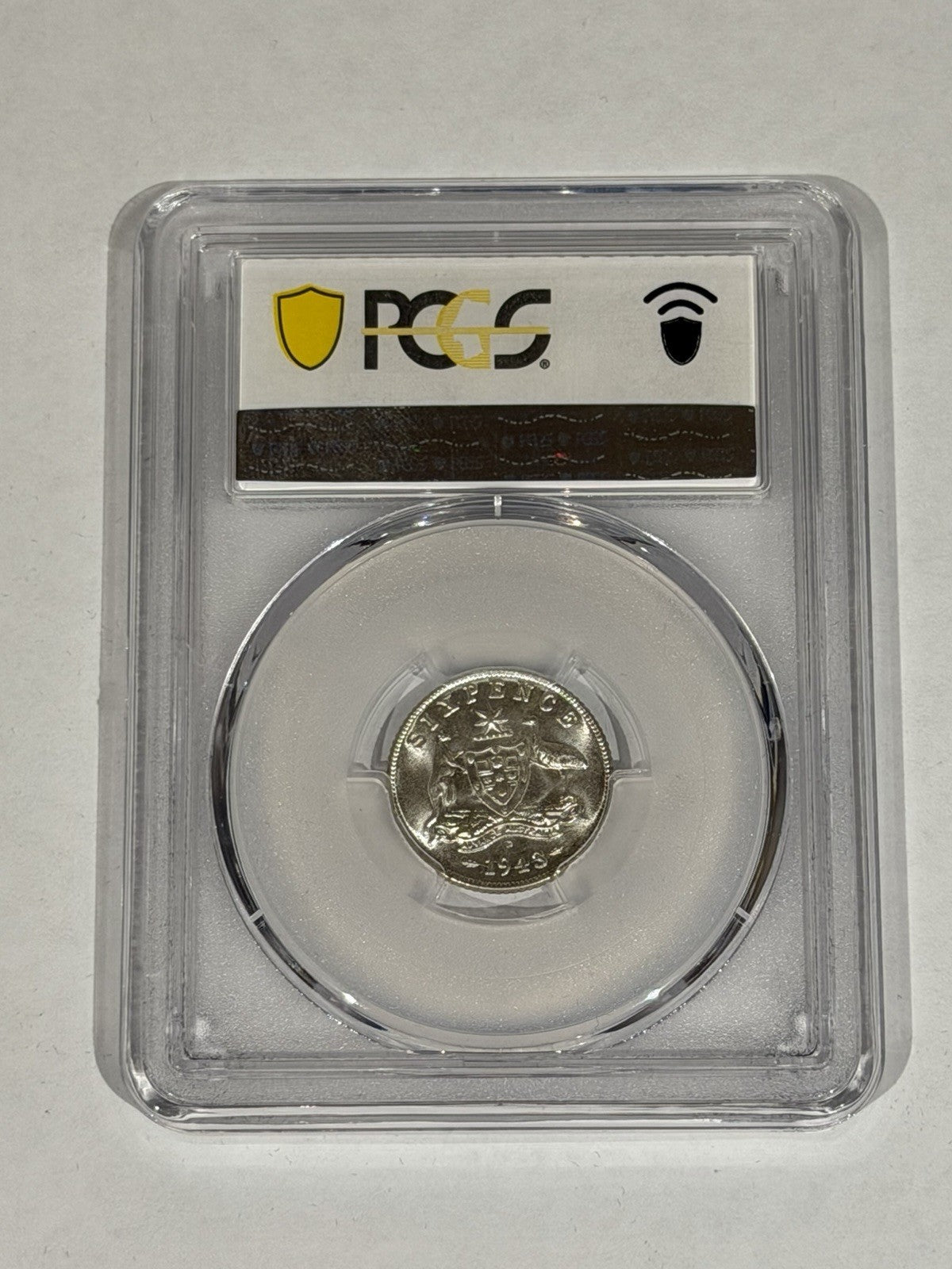 Australia 1943-D Sixpence 6d PCGS Graded MS65 GEM Silver Coin