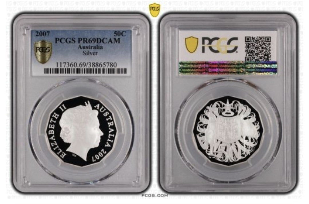 Australia 2007 Ex Fine Silver Coin Set Proof 50c Fifty Cents PCGS PR69DCAM