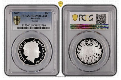 Australia 2007 Ex Fine Silver Coin Set Proof 50c Fifty Cents PCGS PR69DCAM