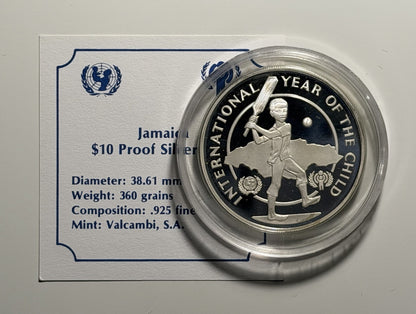 Jamaica 1979 $10 Ten Dollars Year of the Child Silver Proof Coin