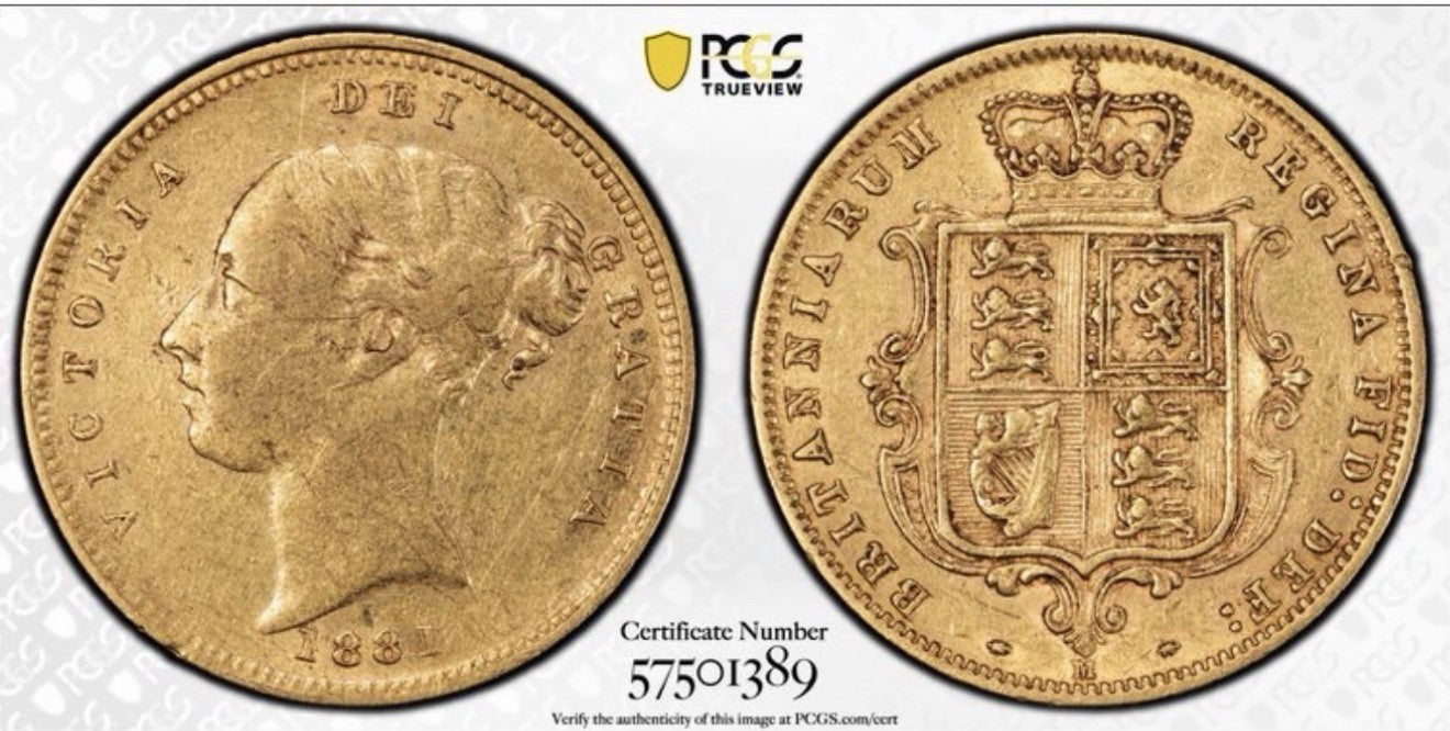 Australia 1881(m) Melbourne Half Sovereign PCGS Graded VF35 Gold Coin Key Date