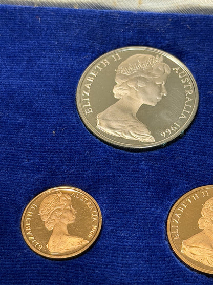 Australia 1966 Round Fifty Cents 50c Proof Set In Blue Case First Year Issue