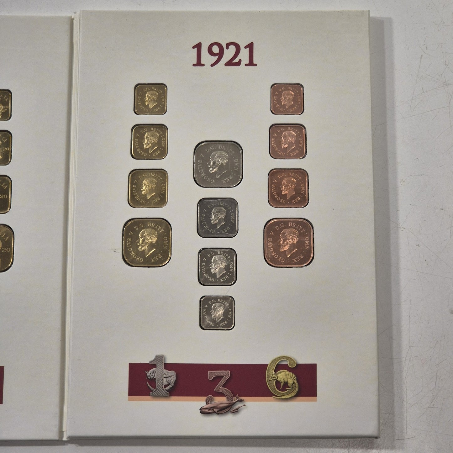 1920 & 1921 The Australian Square Pattern Collection Coin Set 013/750 Downies