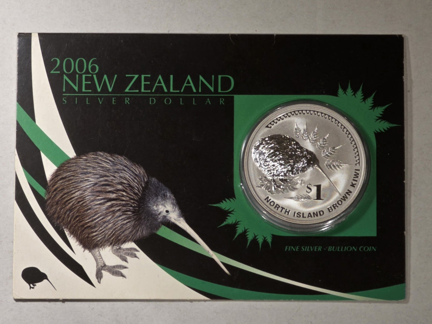 New Zealand 2006 Silver Dollar North Island Brown Kiwi 1oz 999 Silver Coin