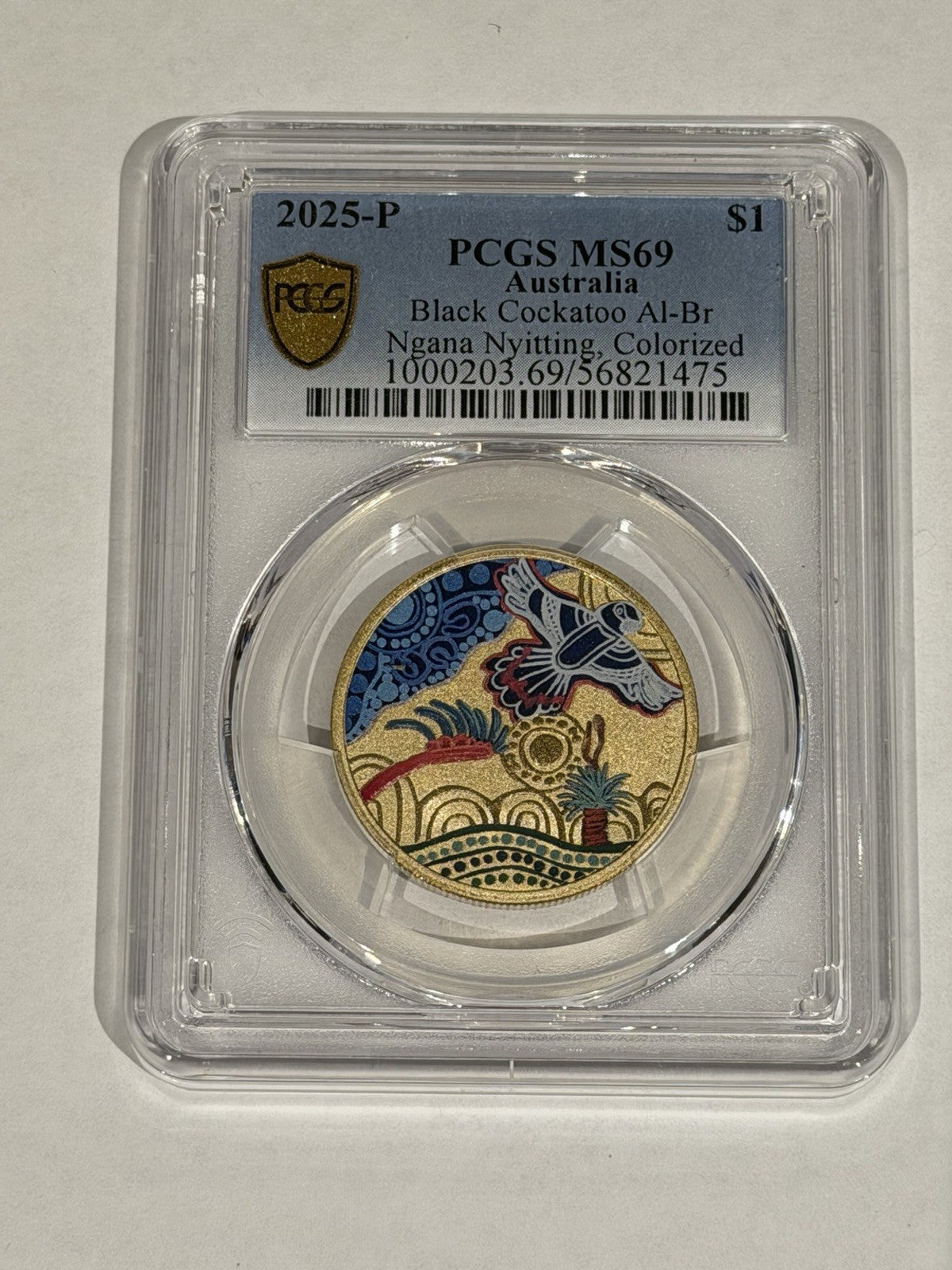2025-P $1 Ngana Nyitting Black Cockatoo PCGS Graded MS69 Coloured Coin