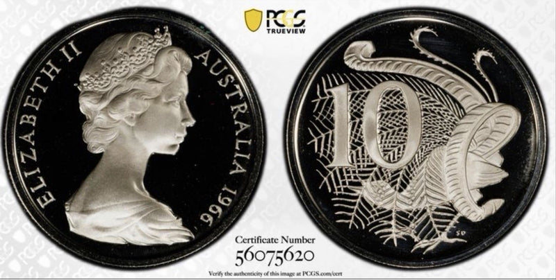 Australia 1966 10c Ten Cents PCGS Graded PR69DCAM Proof Coin
