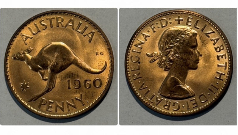 Australia 1960 Y. Perth Proof Penny 1d FDC Red Copper Coin Scarce