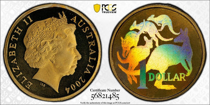 Australia 2004 $1 Holographic Kangaroos Proof Coin PCGS PR67DCAM No Toning