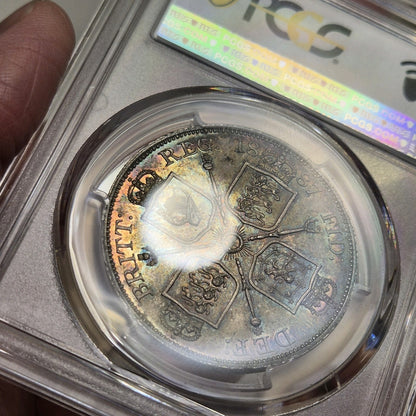 GB UK Silver Coin 1887 Victoria Double Florin PCGS MS63 Choice Unc Toned